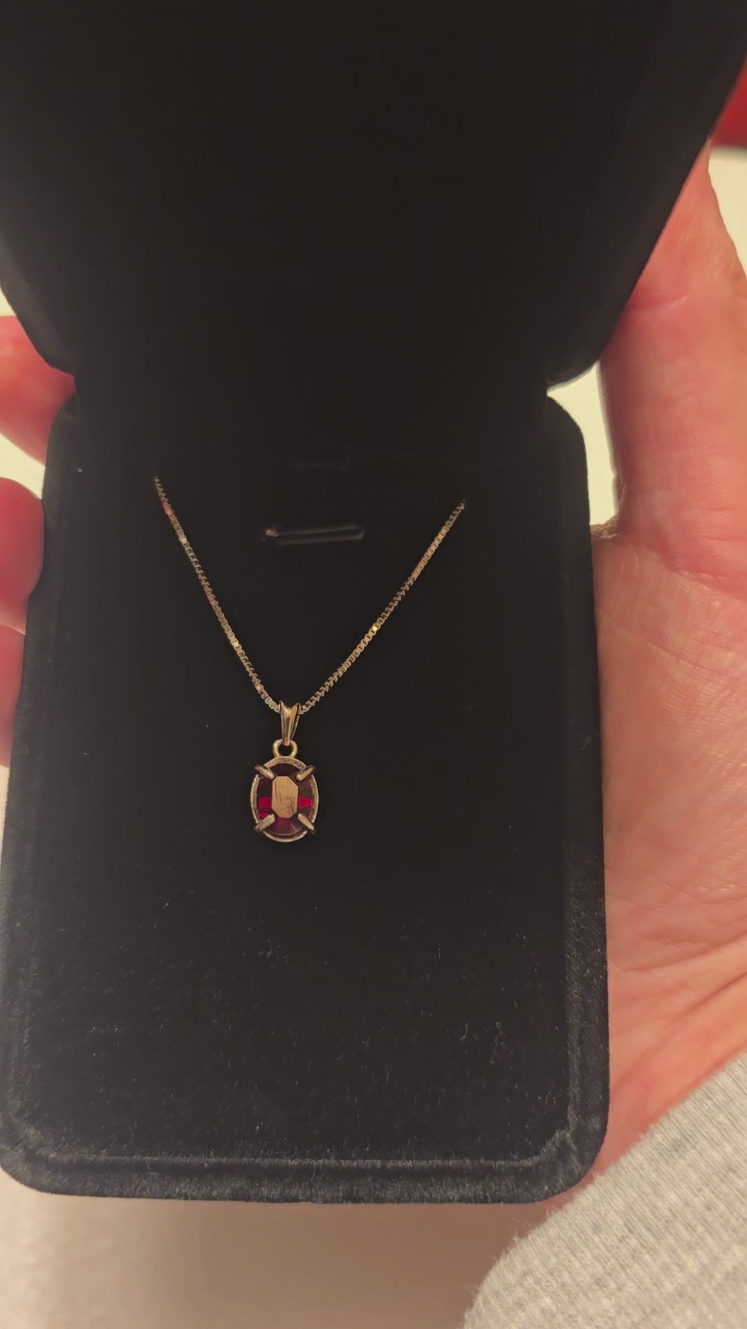 Crimson Eclipse - Garnet Oval Pendant