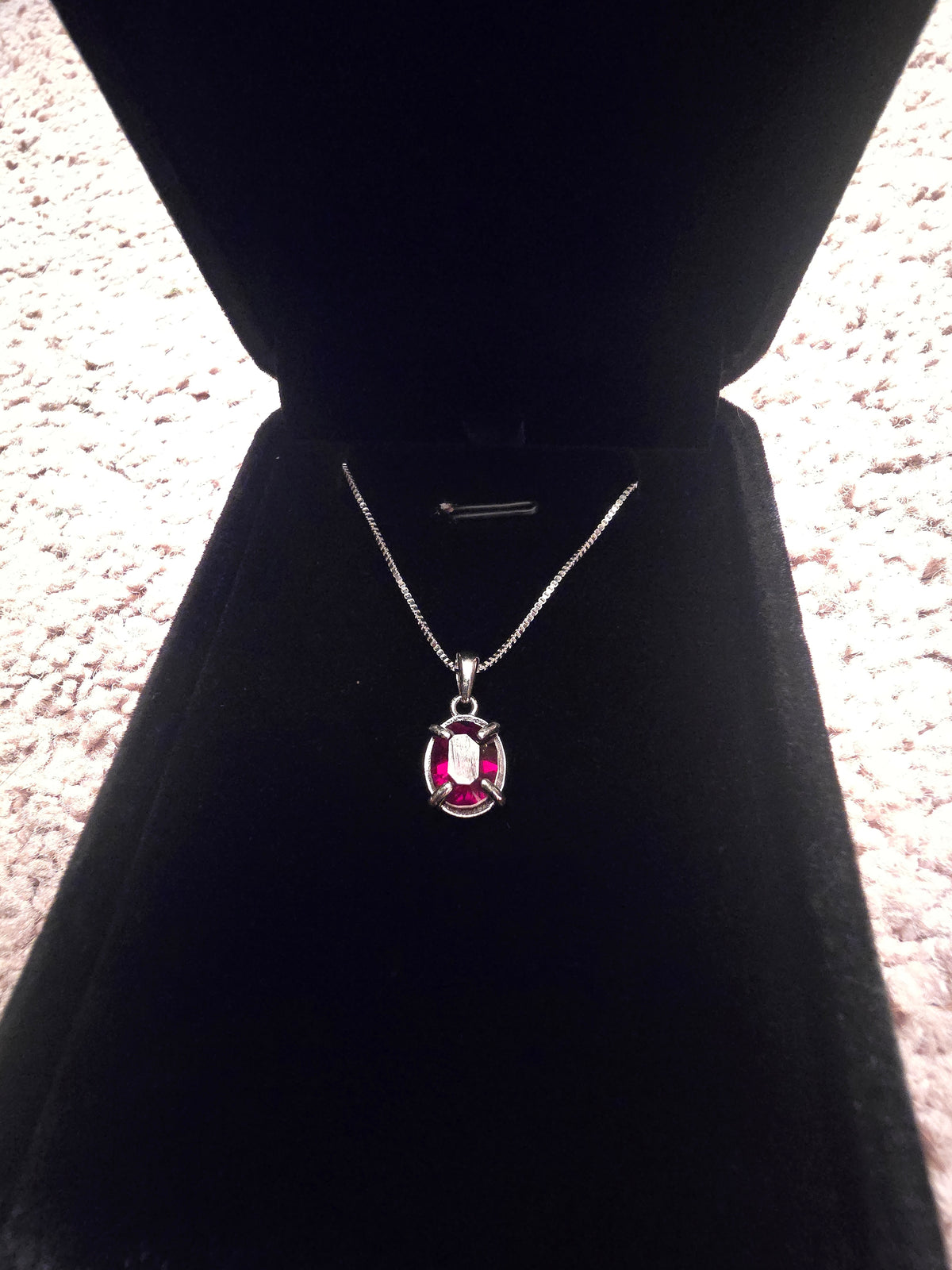 Crimson Eclipse - Garnet Oval Pendant