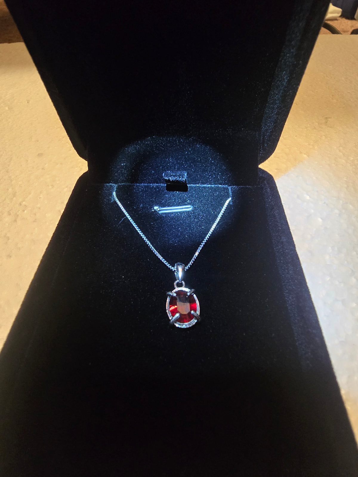 Crimson Eclipse - Garnet Oval Pendant